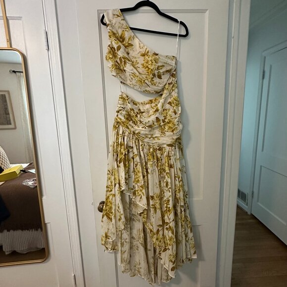 LIKE NEW Zimmermann Golden Asymmetric Floral Dress - Sz. 6/8 (Zimmermann sz. 2) - Picture 8 of 8